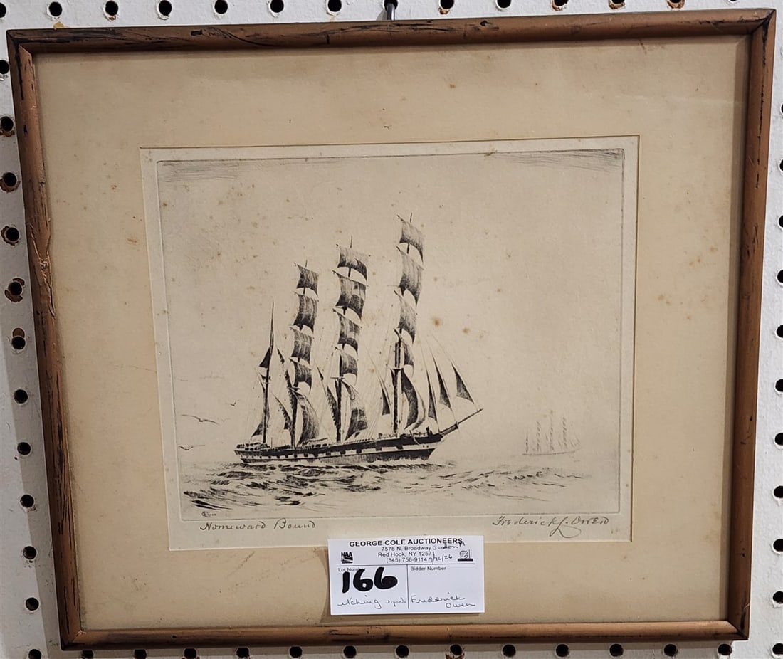 Framed Etching 'Homeward Bound' Pencil Sgnd Fredrick Owen 7 1/2" X 8 1/2" w/Frame 11 1/2" X 12 3/4" (1 of 3)