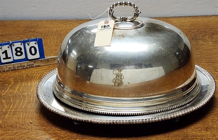 Silverplate Well & Tree Platter 2" H X 22" W X 16 3/4" D w/Cover 11" H X 18 1/2" W X 14" D