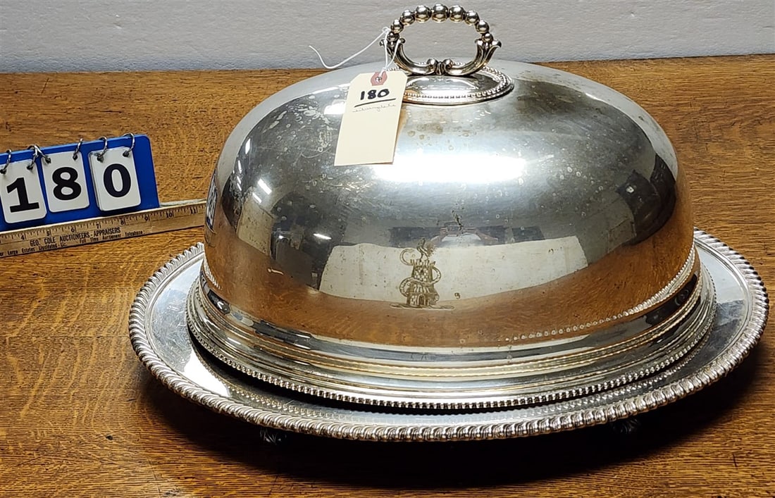 Silverplate Well & Tree Platter 2" H X 22" W X 16 3/4" D w/Cover 11" H X 18 1/2" W X 14" D: Silverplate Well & Tree Platter 2" H X 22" W X 16 3/4" D w/Cover 11" H X 18 1/2" W X 14" D