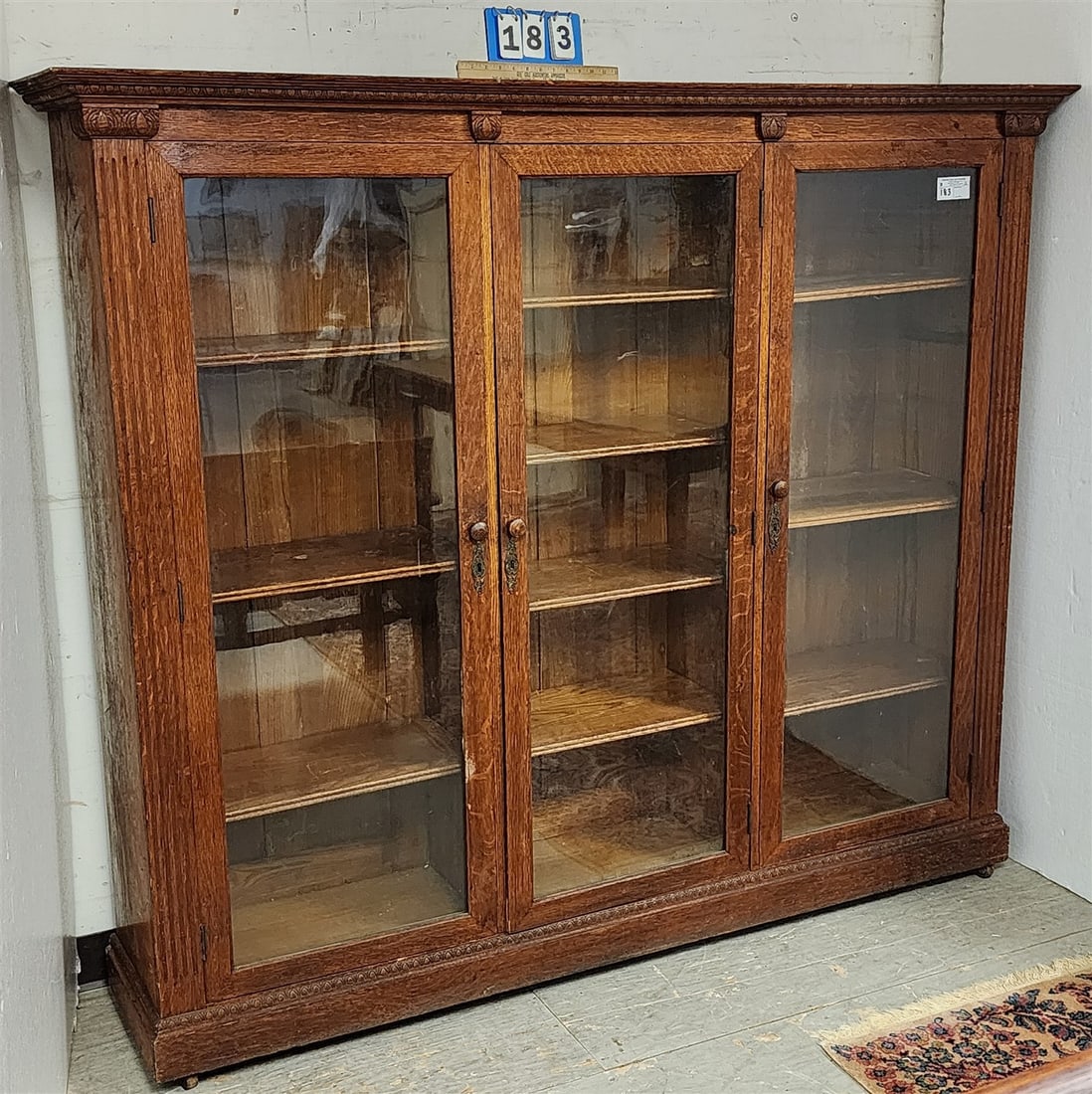 Vintage Oak 2 Door Bookcase 60 1/2" H X 70" W X 15" D (1 of 2)