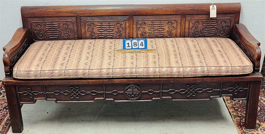 Chinese C1900 Huang Huali Wood Bench 30 1/2" H X 71" W X 21" D: Chinese C1900 Huang Huali Wood Bench 30 1/2" H X 71" W X 21" D