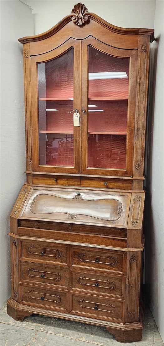 Italian Walnut Secretary Desk 91" H X 41" W X 19" D: Italian Walnut Secretary Desk 91" H X 41" W X 19" D