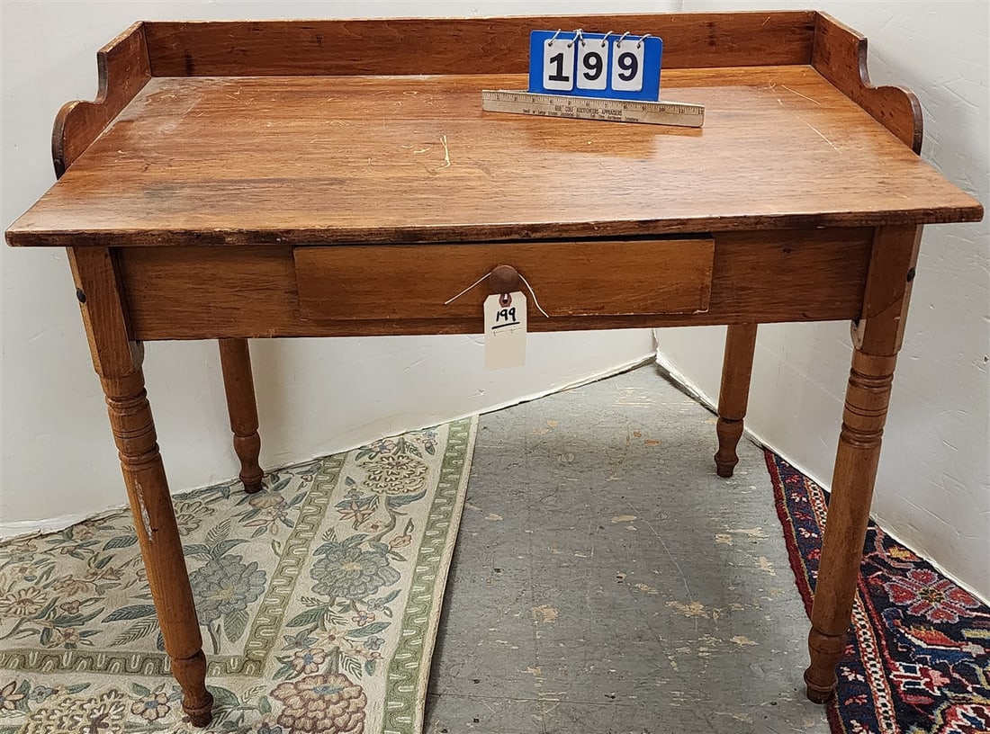 Primitive Pine 1 Drawer Desk 32" H X 40 1/2" W X 26 1/2" D (1 of 3)