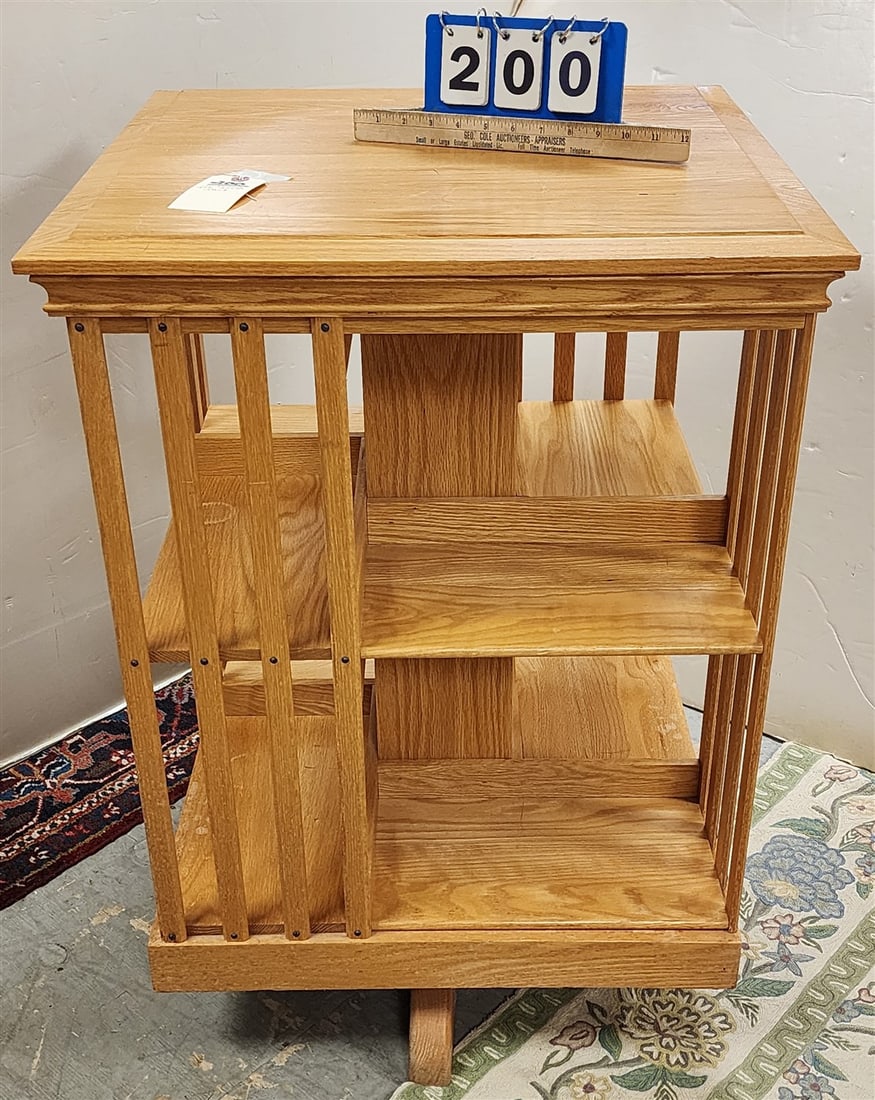 Revolving Oak Book Stand 34" H X 24" Sq. (1 of 3)