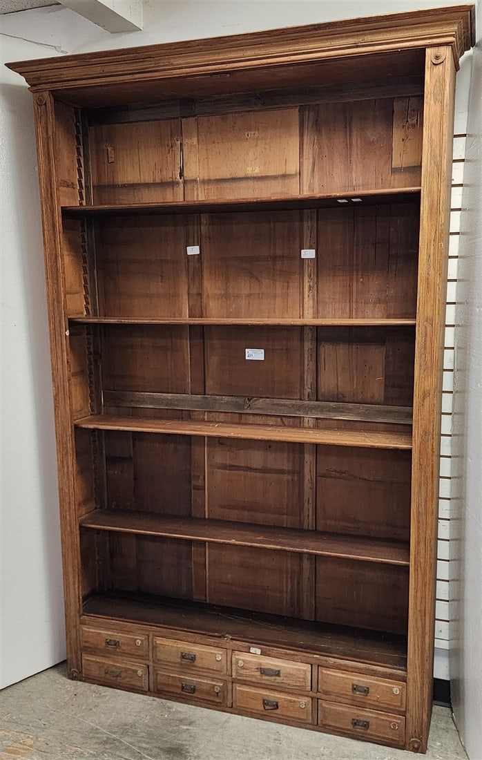 19th C Oak 8 Drawer Bookcase 7'6" H X 59" W X 10" D (1 of 4)