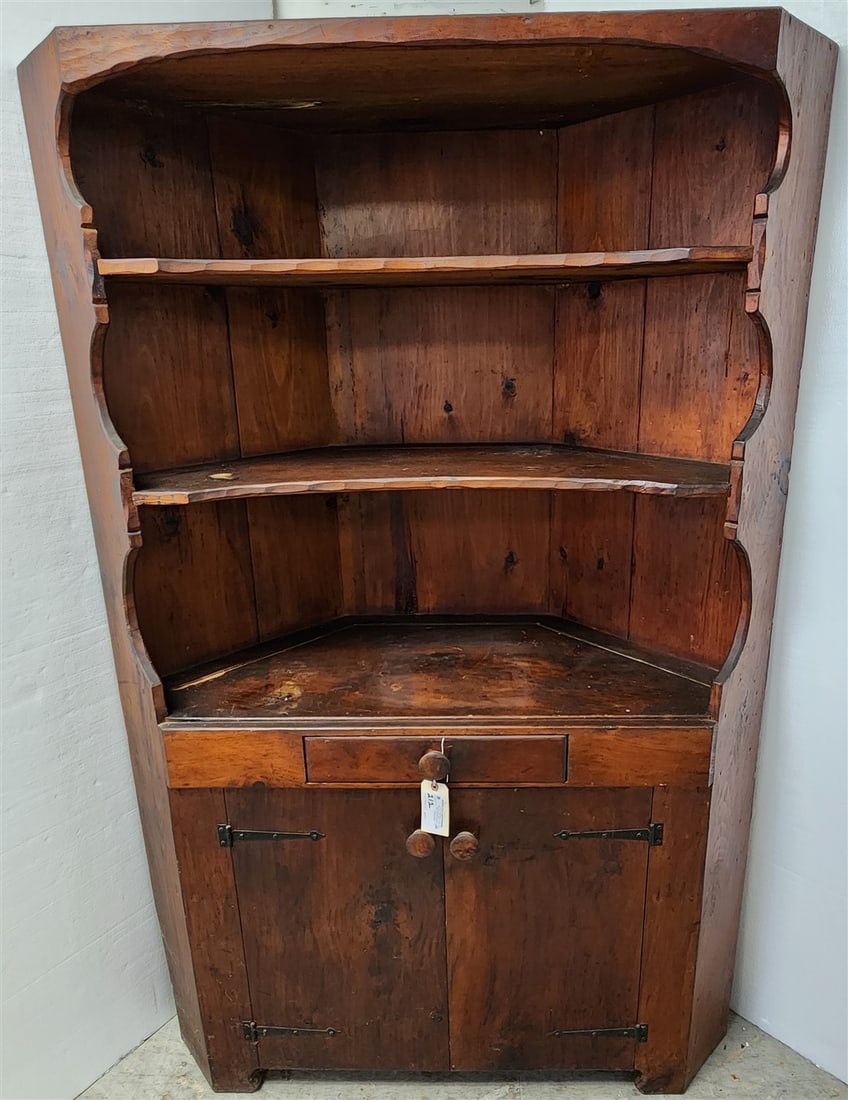 Hunt Furniture Pine 1 Drawer Over 2 Door Corner Cupboard 5'11" H X 47" W (1 of 2)
