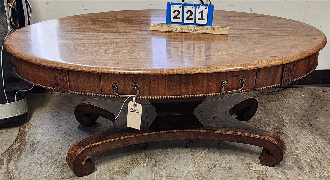 Mahogany Empire Style 1 Drawer Coffee Table 20" H X 4' W X 30" D (1 of 3)