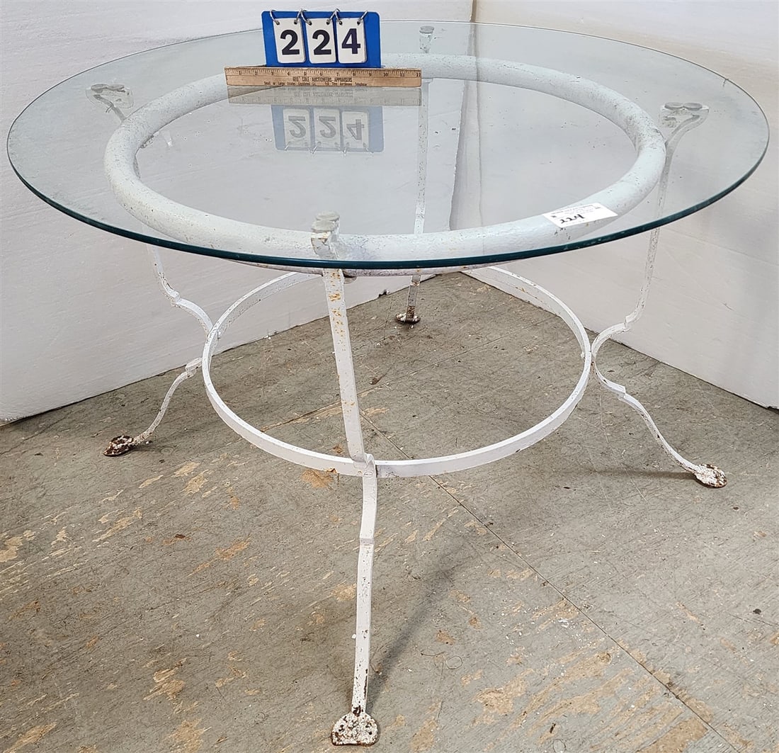 Wrought Base Glass Top Patio Table 27 1/2" H X 42" Diam. (1 of 2)