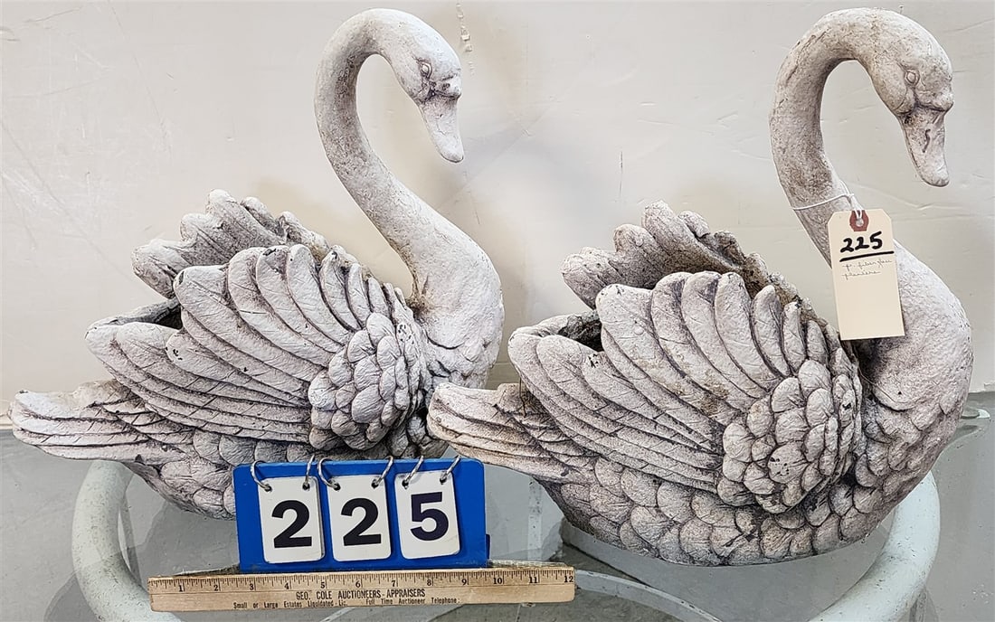 Fiberglass Swan Planters 16" H X 16" W X 8 1/2" D (1 of 1)