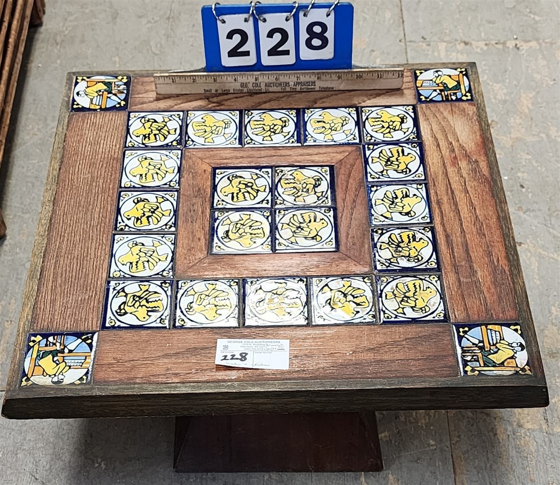 Teak Coffee Table w/Inset Tile Top 13" H X 21" Sq.: Teak Coffee Table w/Inset Tile Top 13" H X 21" Sq.