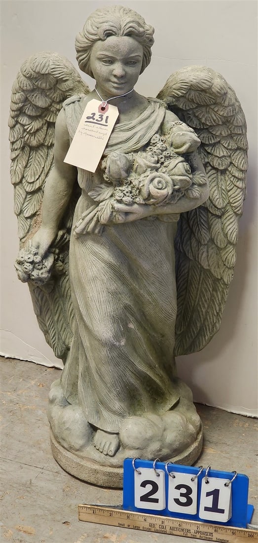 Massarelli Cast Cement Rosebud Angel Garden Statue 28" H (1 of 1)