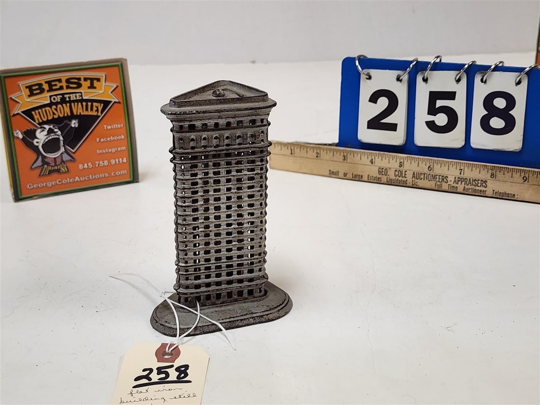 Vintage Cast Iron Still Bank Flat Iron Building 5 1/2" H (1 of 3)
