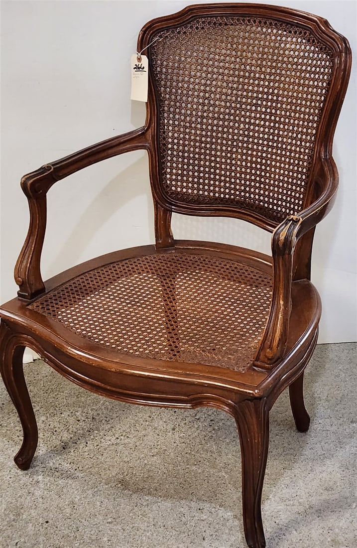 Louis XV Style Cane Back & Seat Chair 36" H X 2' W X 20" D: Louis XV Style Cane Back & Seat Chair 36" H X 2' W X 20" D