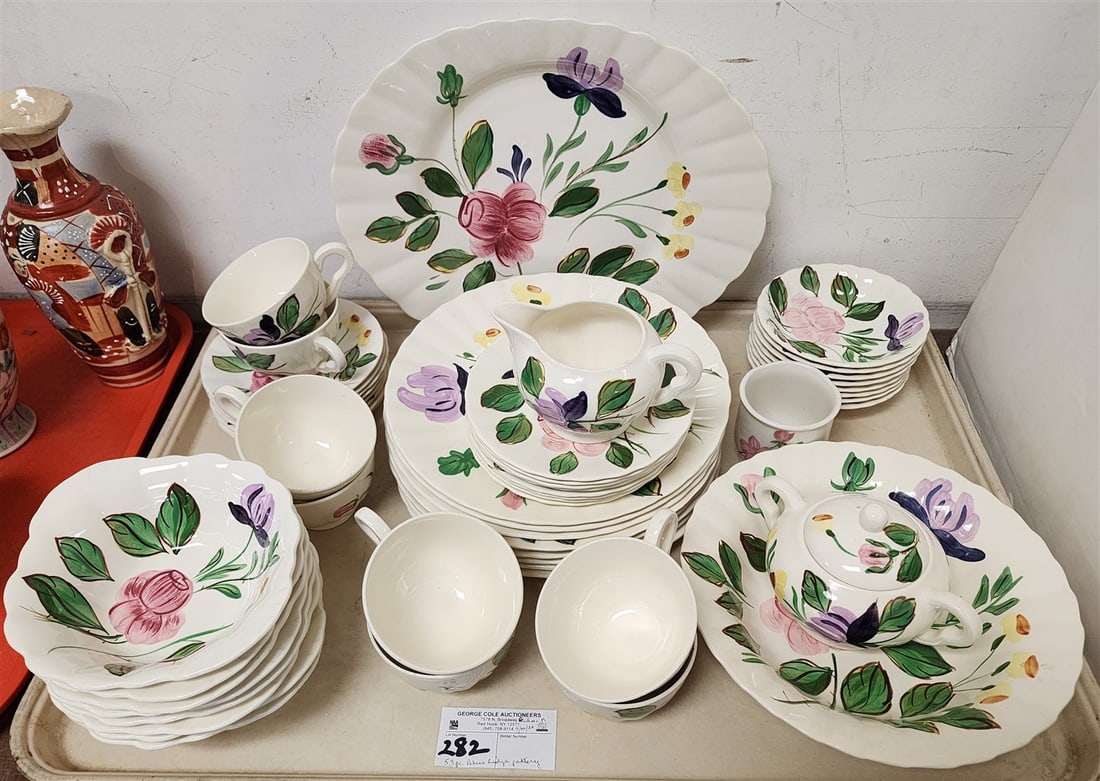 Tray 53 Pcs. Blue Ridge Hand Painted China: Tray 53 Pcs. Blue Ridge Hand Painted China