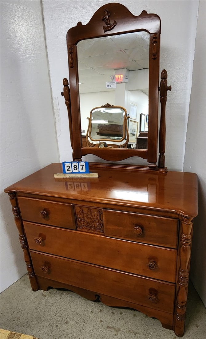 Maple 4 Drawer Dresser 72 1/2" H X 44 1/2" W X 20" D (1 of 1)