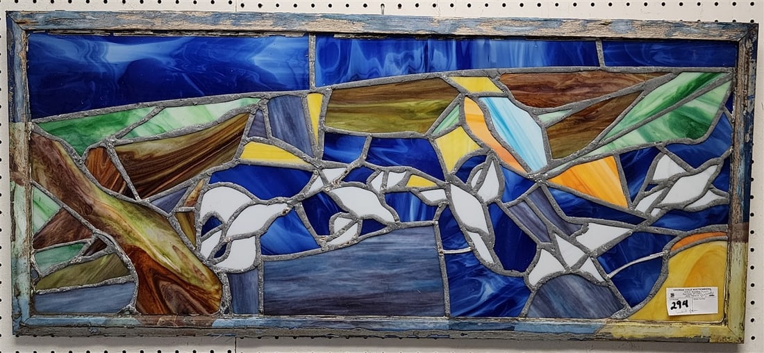 Abstract Leaded Glass Panel 18" X 41" (1 of 1)