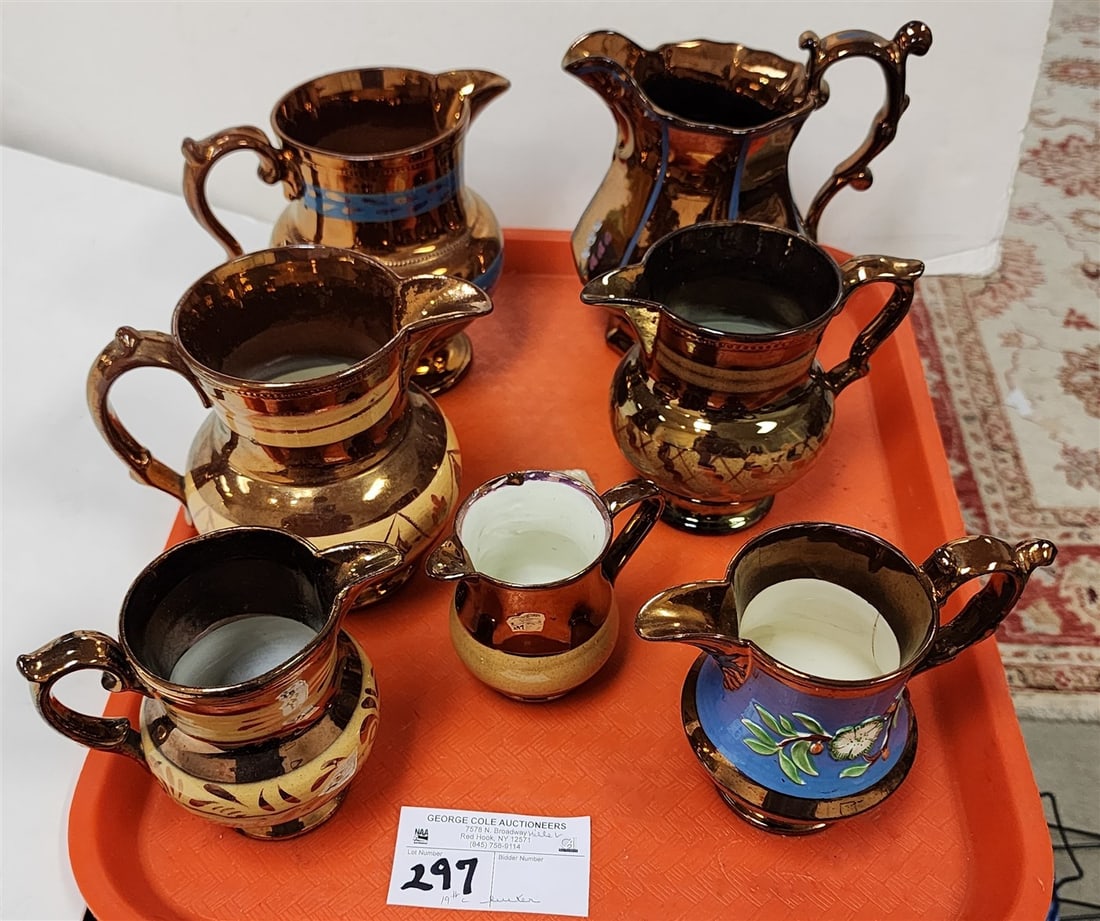 Tray 7 19th C Luster Pitchers & Creamers (1 of 3)