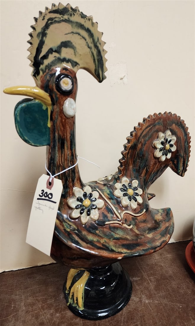 Spanish Glazed Terracotta Rooster 18" H (1 of 3)