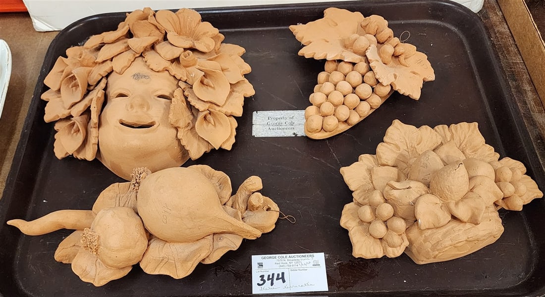 Tray 4 Pcs. Italian Terracotta Wall Hangings - 9 1/2" X 10", 10 1/2" X 5", 7" X 8" + 6 1/2" X 8" (1 of 1)