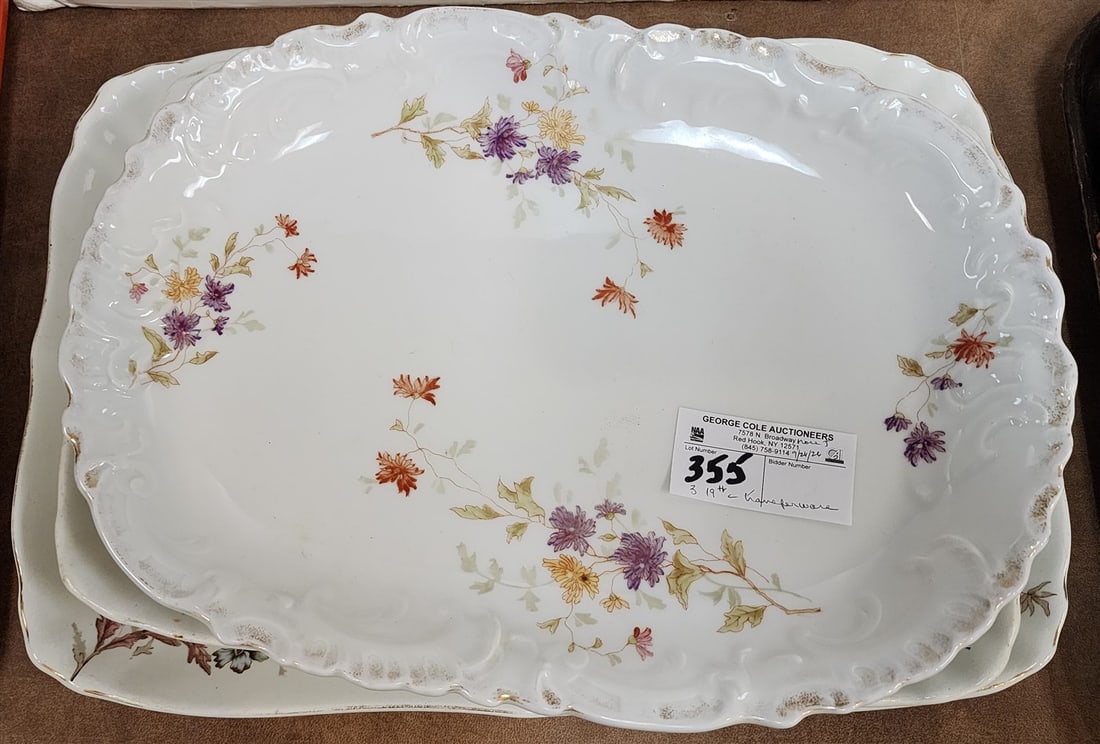 3 19th C Transferware Platters - 12" X 17", 10 1/2" X 15" + 15 1/2" X 11 1/2" (1 of 5)