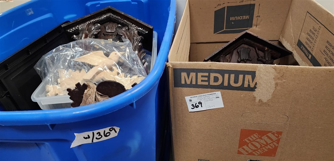 Tub & Box Of Cuckoo Clocks & Parts (1 of 6)