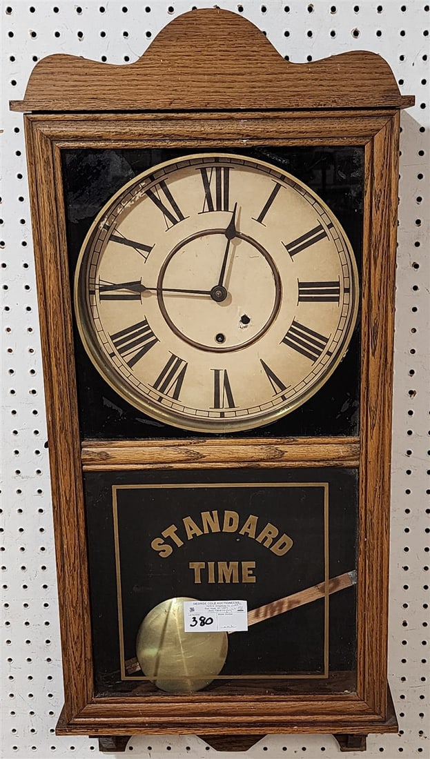 Vintage Oak Wall Regulator 35" H X 15 1/2" W X 5 1/4" D (1 of 2)