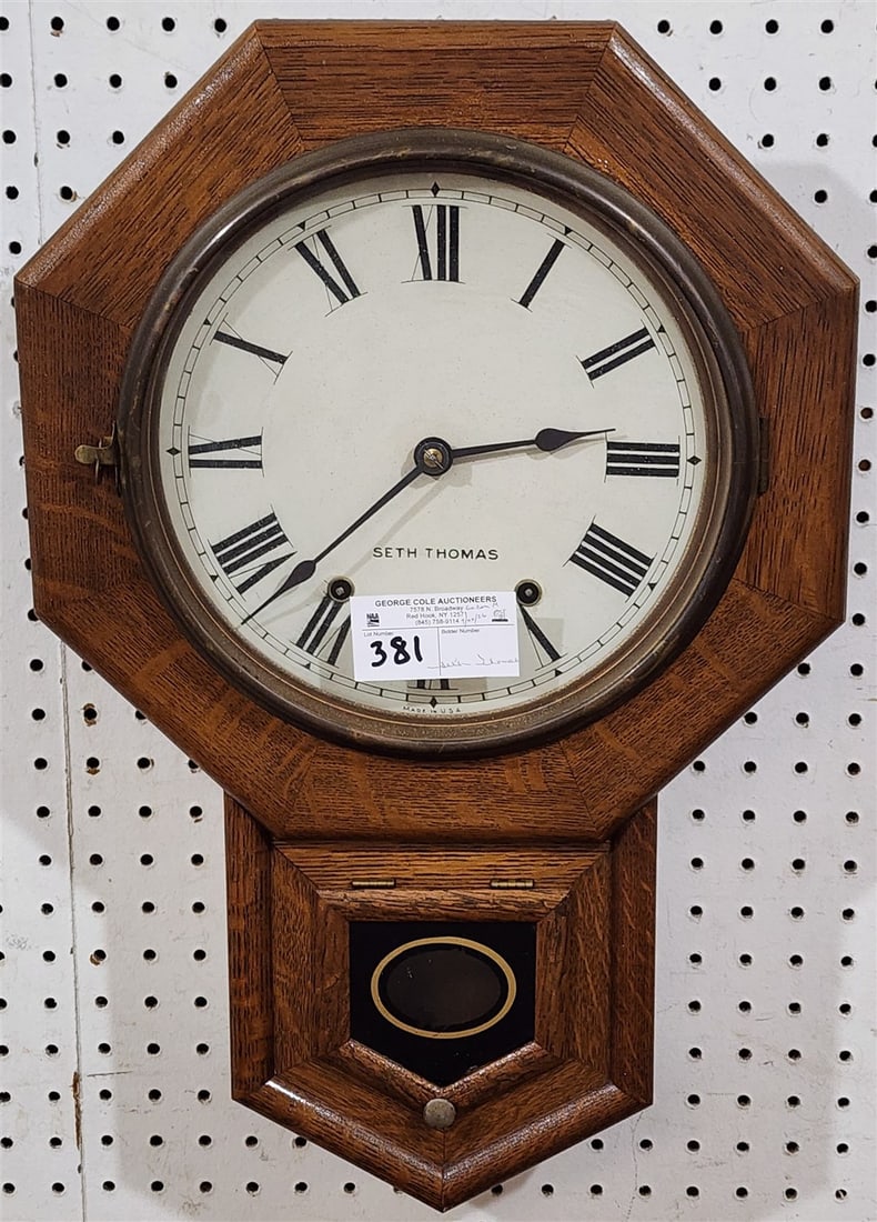 Seth Thomas Oak Regulator 21" H X 14" W (1 of 3)