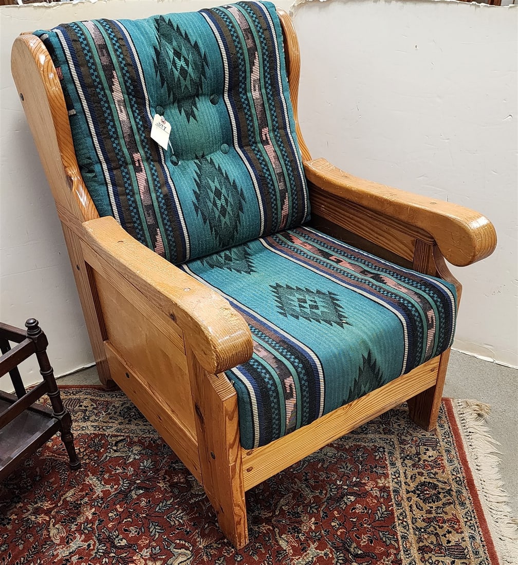 Pine Armchair 38" H X 28 1/2" W X 21" D: Pine Armchair 38" H X 28 1/2" W X 21" D