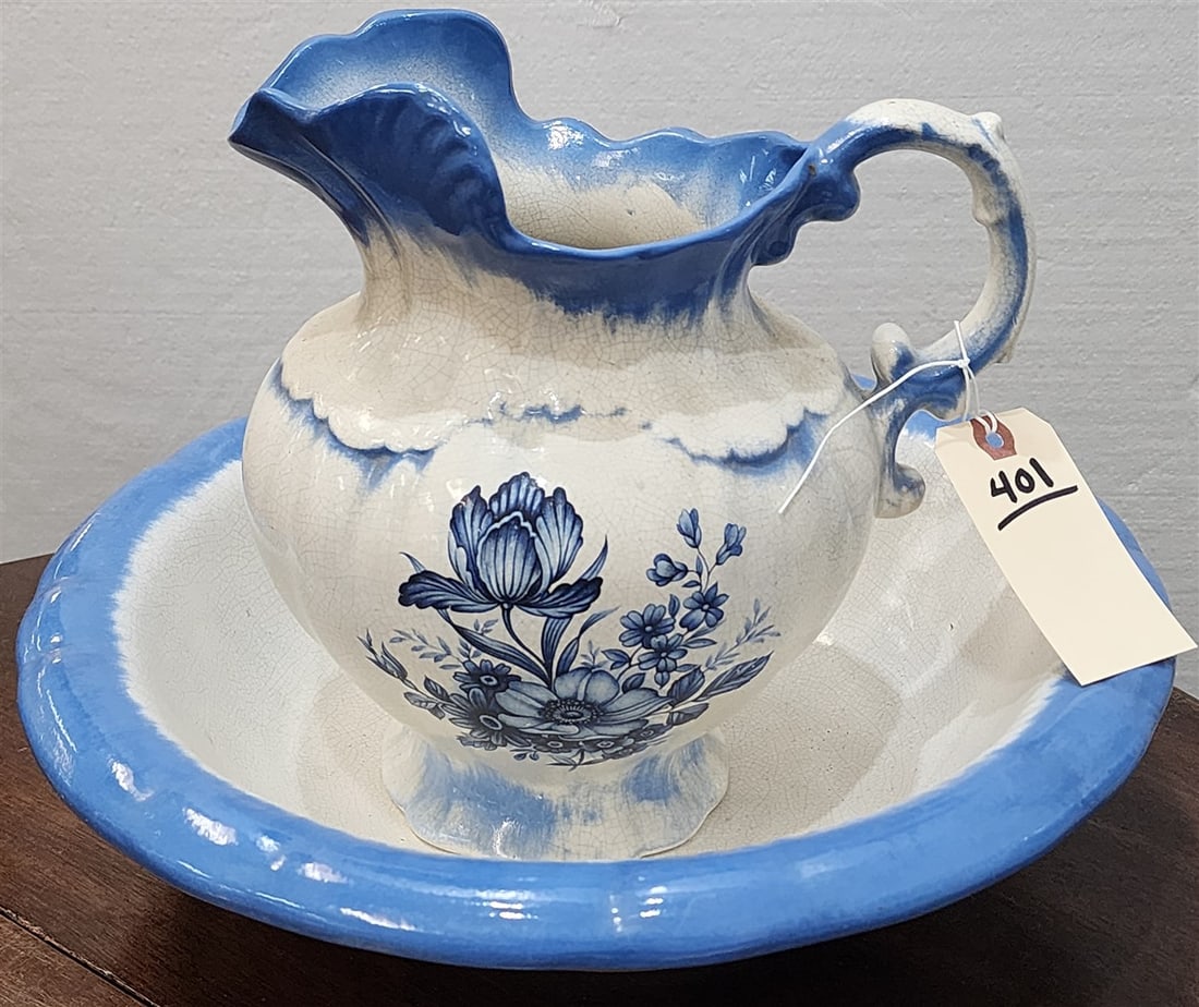 Transferware Pitcher & Bowl Set (1 of 2)