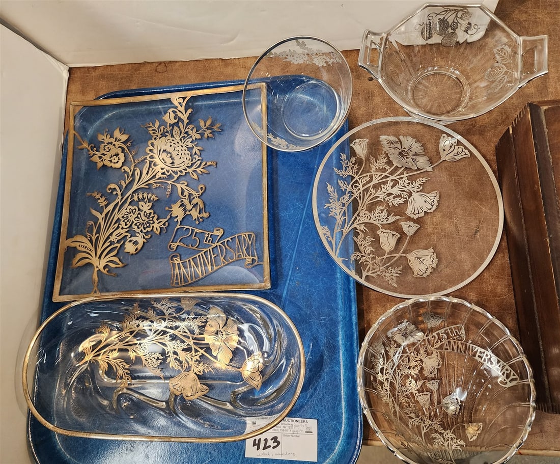 Tray Sterling Overlay Dishes - 2
