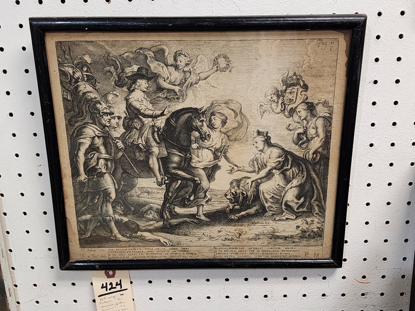 Framed 17th C Engraving 'The Arrival Of The Prince' By Peter Paul Rubins Engraved By Theodore: Framed 17th C Engraving 'The Arrival Of The Prince' By Peter Paul Rubins Engraved By Theodore VanThulden 1641 11" X 13" w/Frame 12" X 14"