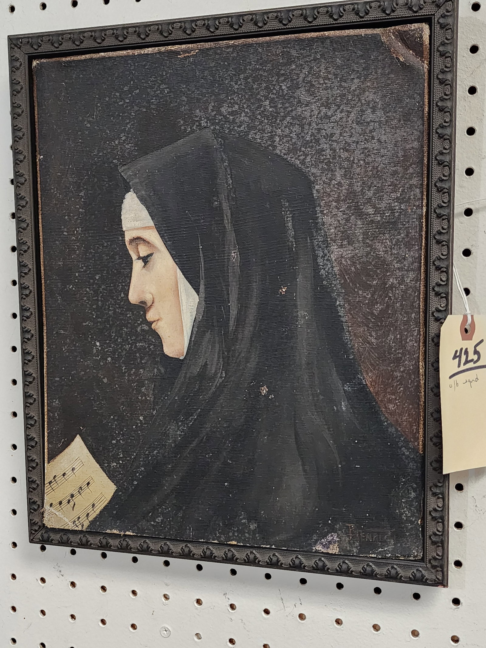 Framed O/B Of A Nun Sgnd 13" X 10 1/2" w/Frame 14 1/4" X 11 3/4": Framed O/B Of A Nun Sgnd 13" X 10 1/2" w/Frame 14 1/4" X 11 3/4"