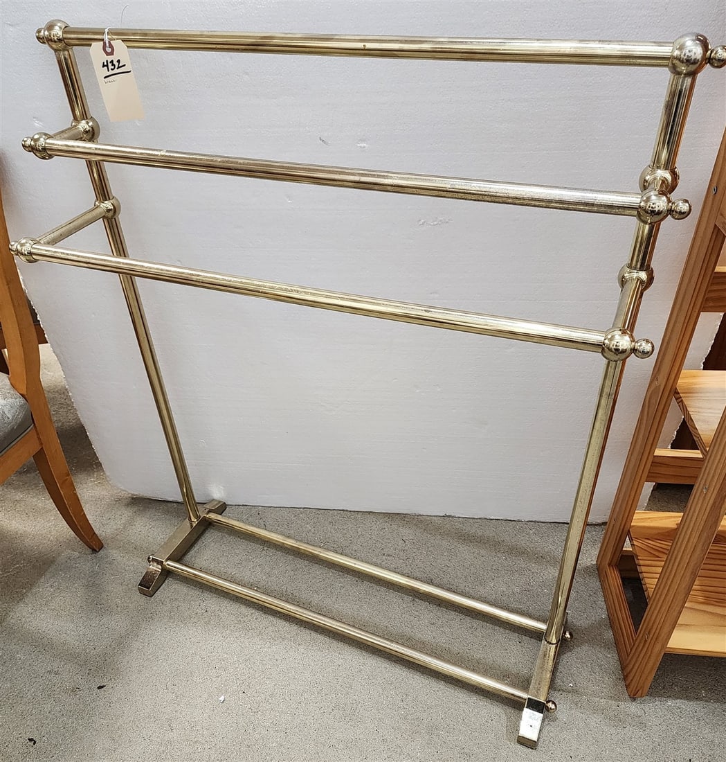Brass Towel Rack 39 1/2" H X 33 1/2" W X 8" D: Brass Towel Rack 39 1/2" H X 33 1/2" W X 8" D