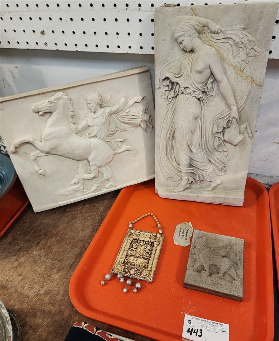 2 Classical Cast Plaques - 16 1/2" H X 8 1/2", 11" X 14": 2 Classical Cast Plaques - 16 1/2" H X 8 1/2", 11" X 14"