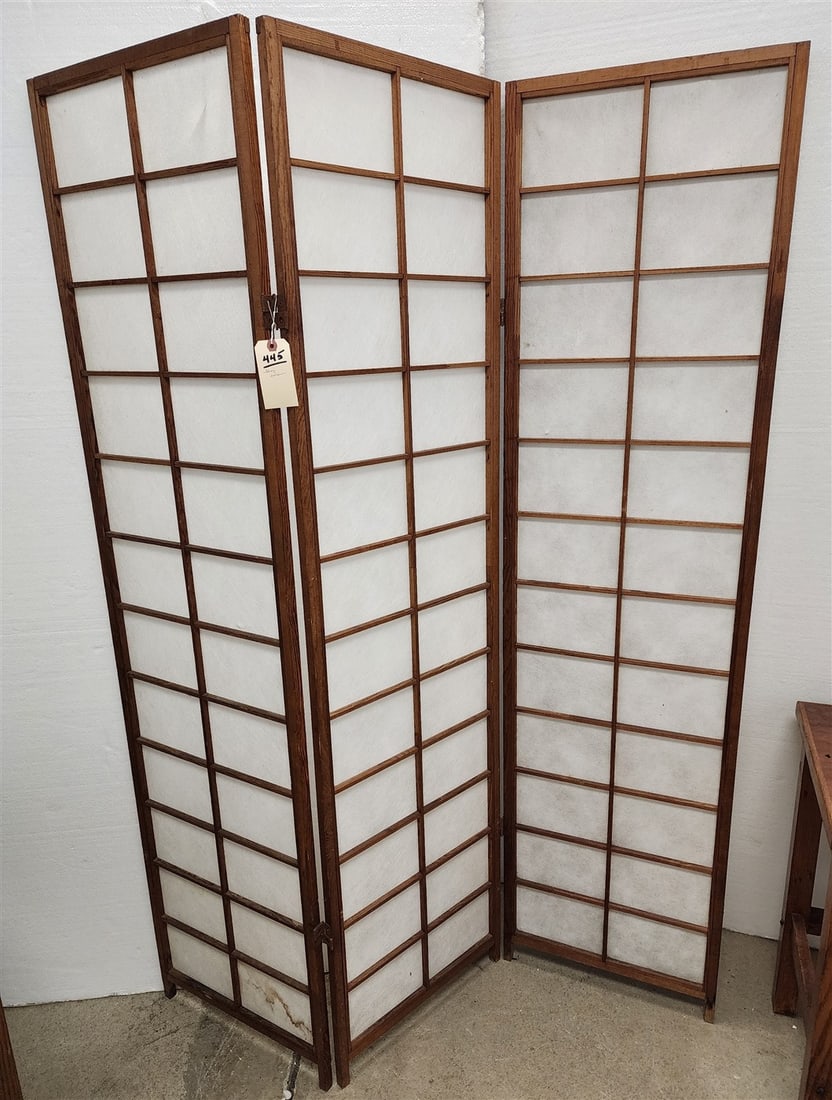 3 Fold Shoji Screen 70" H X 18" W Each Panel: 3 Fold Shoji Screen 70" H X 18" W Each Panel