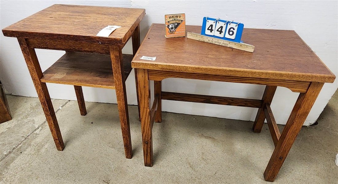 Lot 2 Oak Stands - 30" H X 20" W X 16" D + 27" H X 29" W X 17 3/4" D (1 of 4)