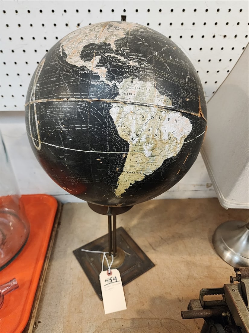 Weber Constello Co. 12" Globe On Brass Stand 22" H: Weber Constello Co. 12" Globe On Brass Stand 22" H