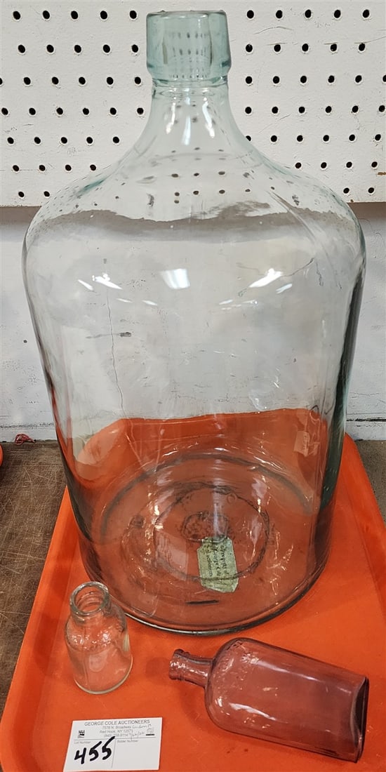 Tray Demi John 20" H X 10" Diam. + 2 Bottles: Tray Demi John 20" H X 10" Diam. + 2 Bottles