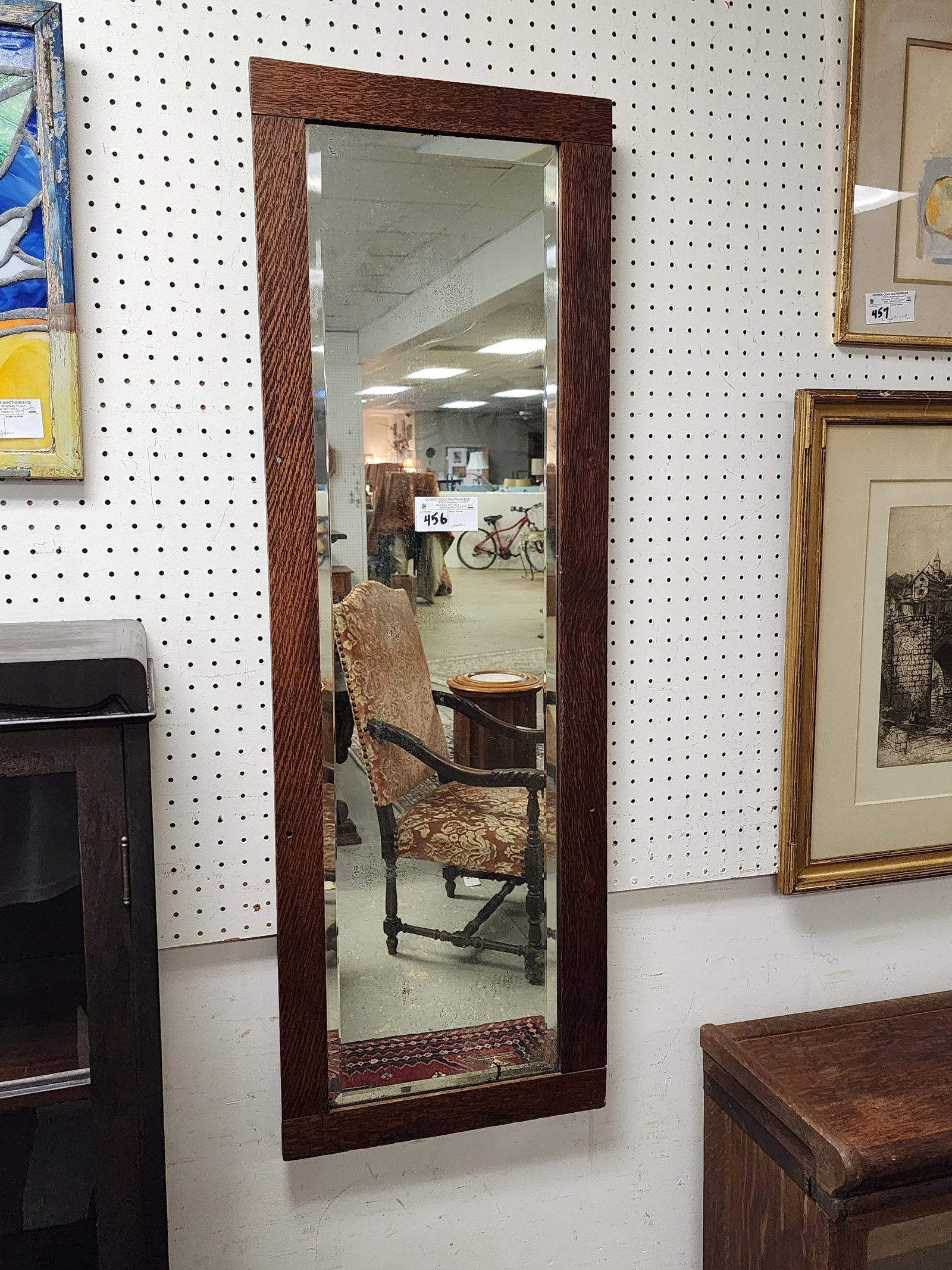 Oak Framed Bevelled Mirror 47 1/2" X 16" (1 of 1)