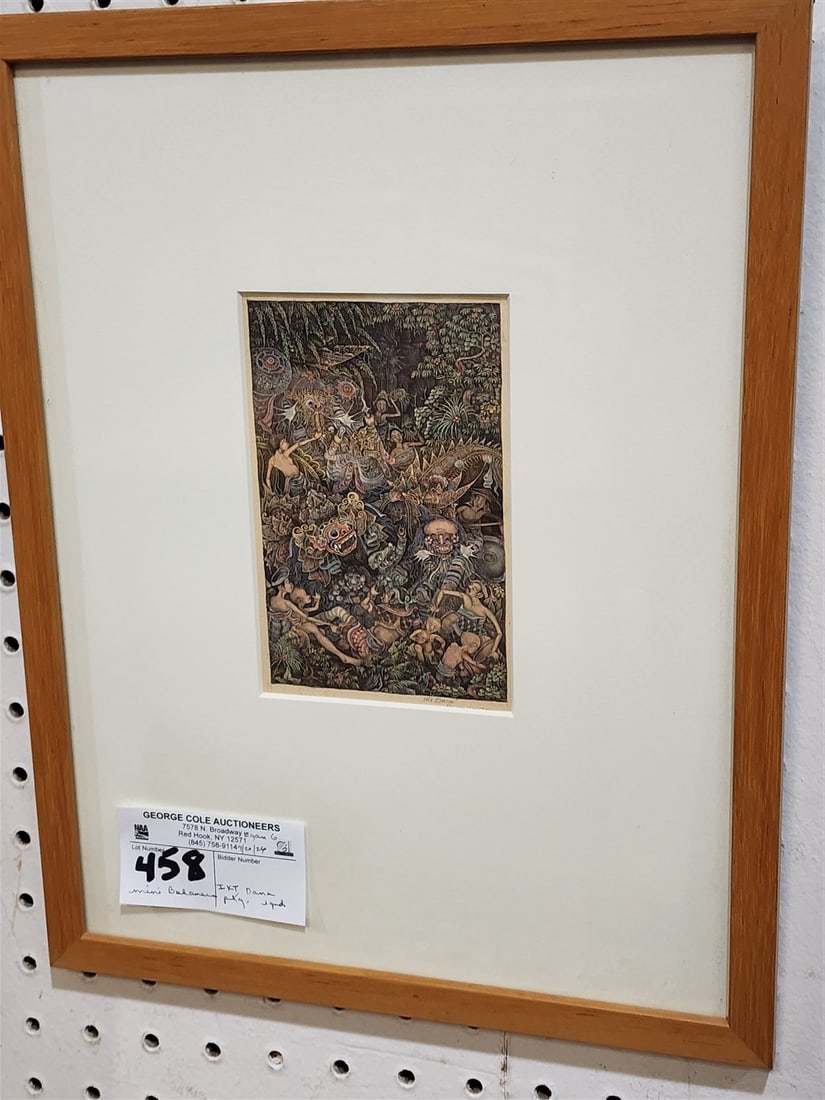 Framed Balinese Mini Painting Pencil Sgnd IKT Dana 5 1/2" X 3 1/2" w/Frame 13 1/2" X 10 1/2": Framed Balinese Mini Painting Pencil Sgnd IKT Dana 5 1/2" X 3 1/2" w/Frame 13 1/2" X 10 1/2"