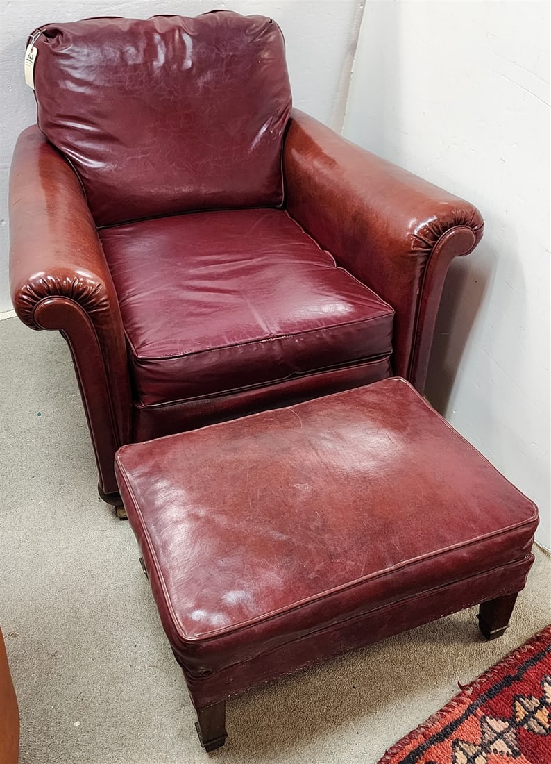 Nauga Upholstered Club Chair 33" H X 35" W X 24" D w/Ottoman 12" H X 22" W X 16" D: Nauga Upholstered Club Chair 33" H X 35" W X 24" D w/Ottoman 12" H X 22" W X 16" D