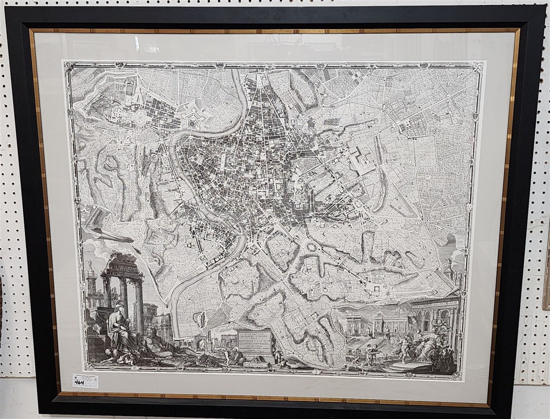 Framed Print Of The 1738 Nolli Topographic Map Of Rome 33" X 40 1/2" w/Frame 42" X 50 1/2": Framed Print Of The 1738 Nolli Topographic Map Of Rome 33" X 40 1/2" w/Frame 42" X 50 1/2"