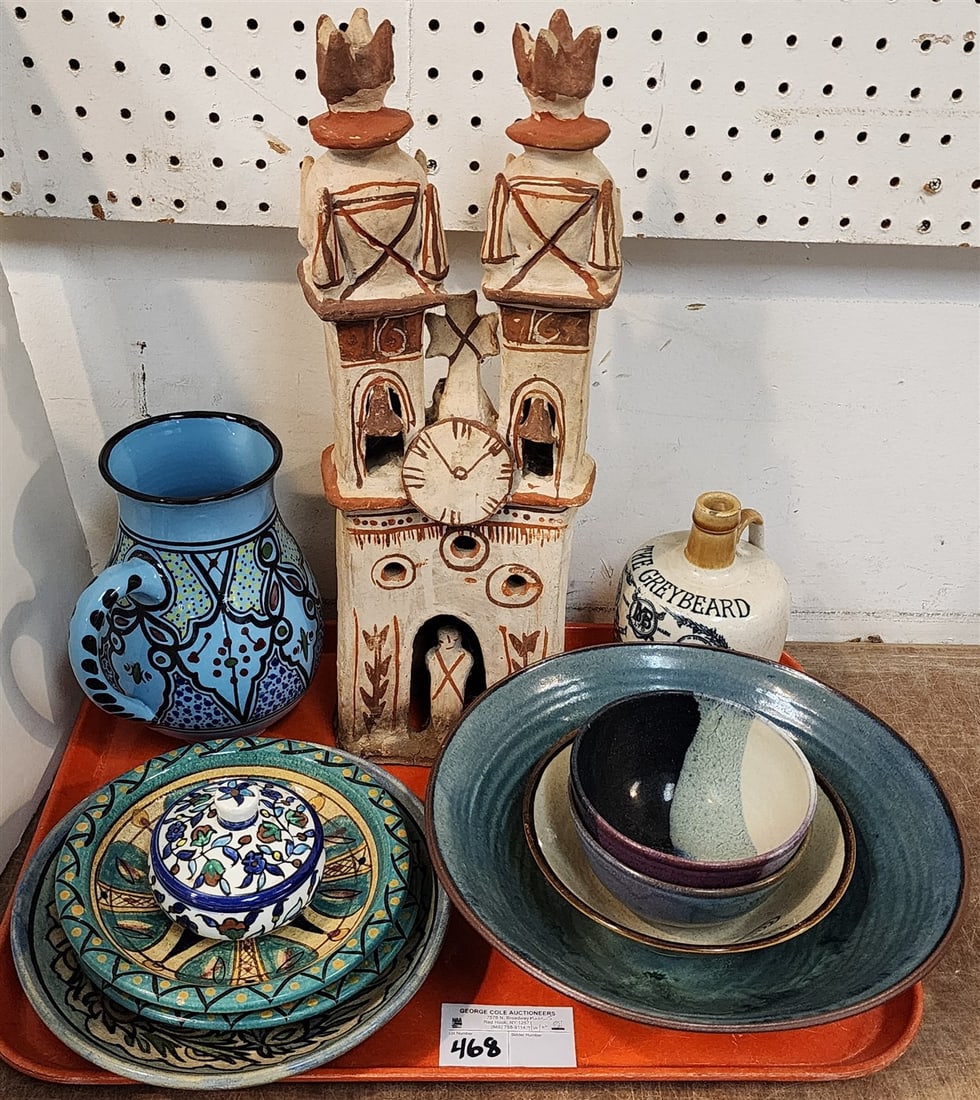 Tray Mexican & Moroccan Glazed Pottery + Contemporary Pottery Bowls (1 of 14)