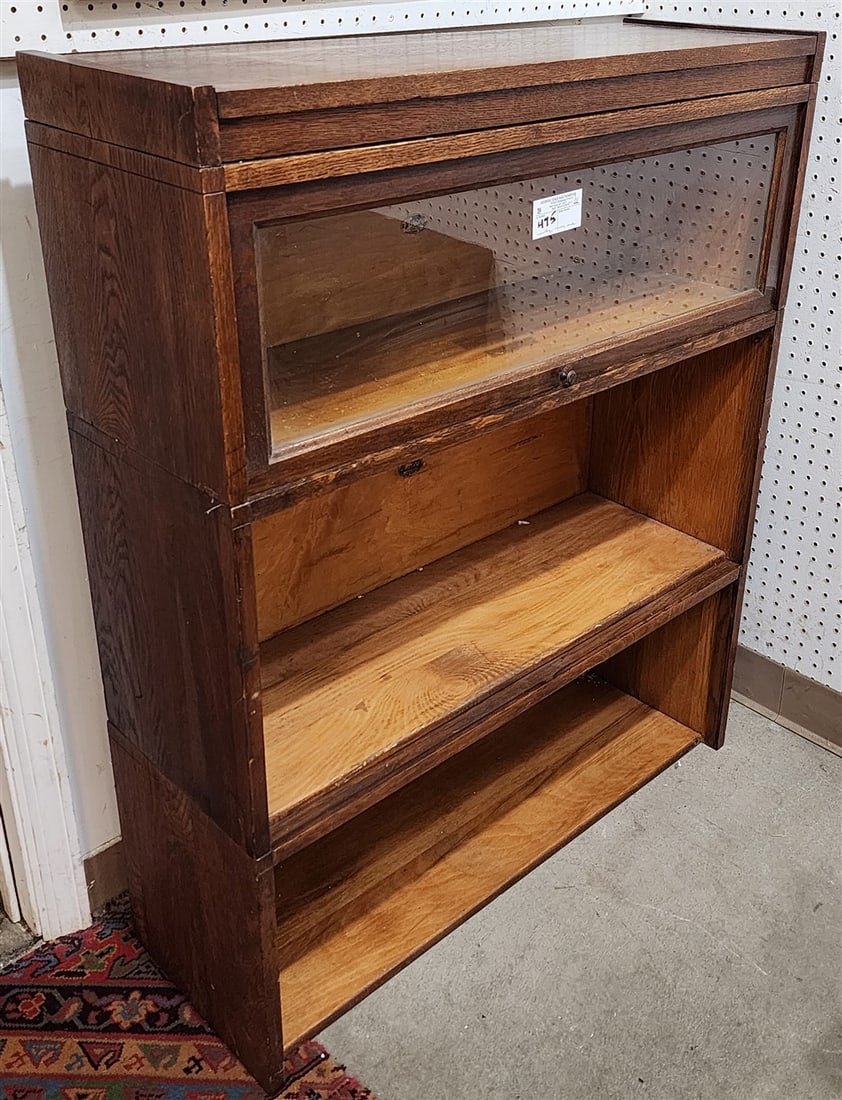 Vintage Macey 3 Section Oak Stackable Bookcase (2 Doors Missing) 42" H X 34" W X 11 1/2" D: Vintage Macey 3 Section Oak Stackable Bookcase (2 Doors Missing) 42" H X 34" W X 11 1/2" D