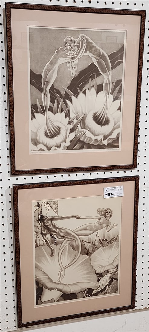 Pr. Framed Prints - Morning Glory + Flowers Of Night By W.M. Reynolds 15 1/2" X 12 1/2" w/Frame 20 (1 of 7)