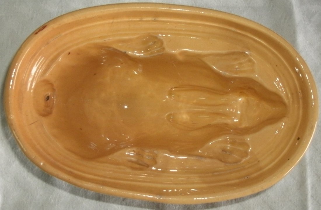 Antique Yelloware Figural Rabbit Food / Jello Mold: Antique yelloware figural rabbit food / jello mold - MEASUREMENTS:8 3/4" X 5 1/2" X 4" high