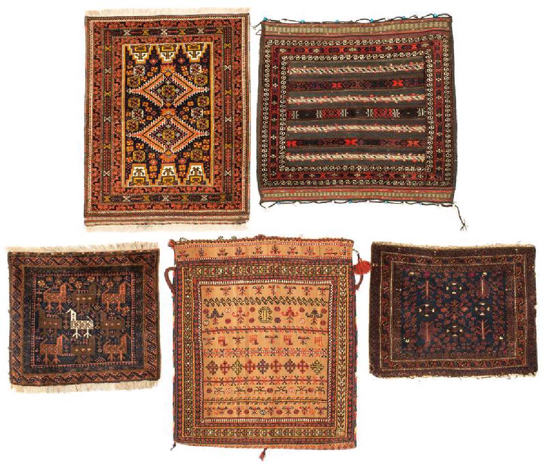 Konvolut: Fünf Belutsch-Taschen: 19. und 20. Jh., diverse, Nordostpersien, Khorassan Guter Zustand