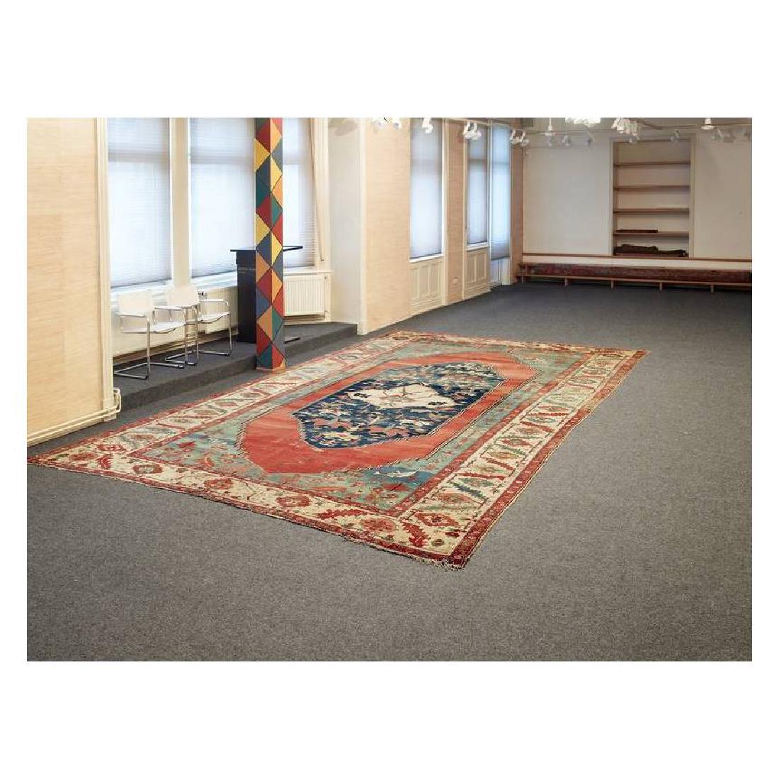 Bakhshaish: Mid 19th century, 613 x 356 cm, North West Persia, Azerbaijan The spaciously conceived composition of large two-dimensional designs and the quality of the colours are testimony to the great age of thi