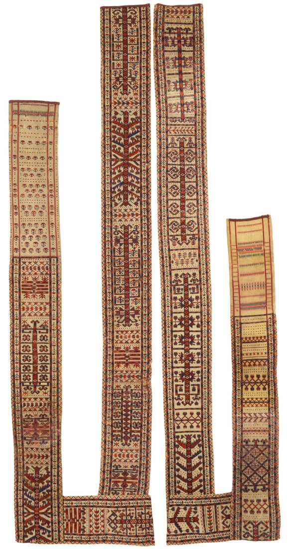 Yomut Tent Band, two parts: mid 19th century, A = 657 x 30 cm B = 567 x 27 cm, Central Asia, West Turkestan