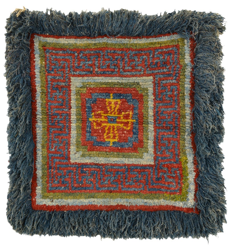 Wangdrum Drumze Monastery Rug: 19th century, 103 x 103 cm, Central Asia, Central Tibet, Tsang